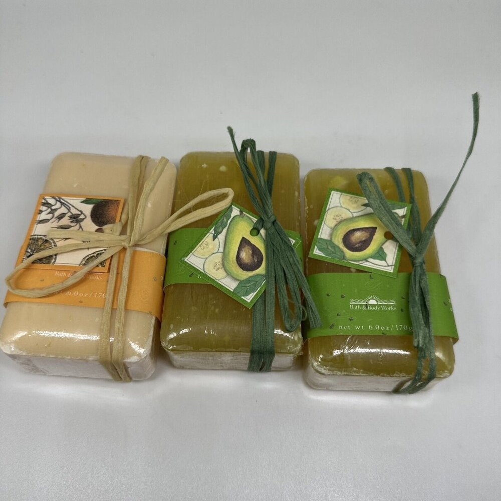 Lot Of 3 Bath & Body Works Gyclerin Bar Soap 6oz New Sealed Cucumber Avacado